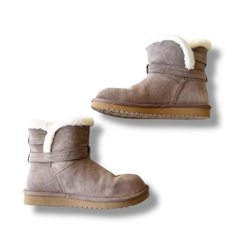 Koolaburra Delene Mini 1121503 Taupe Size 8 Women's Suede Shearling Boots Uggs